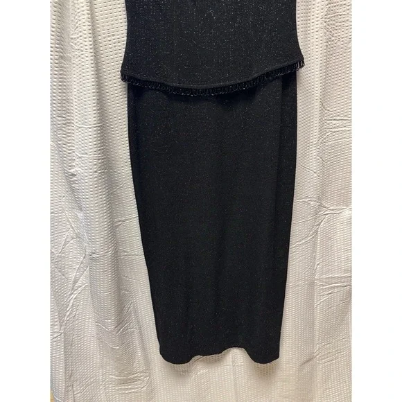 Vintage Teddi Evening Black Sparkle Dress Sleeveless Peplum Cocktail 48.5 " 8 Pe - Picture 5 of 13